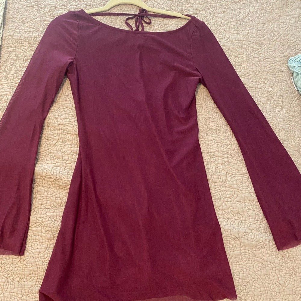 Princess Polly Wine Long Sleeve Dress